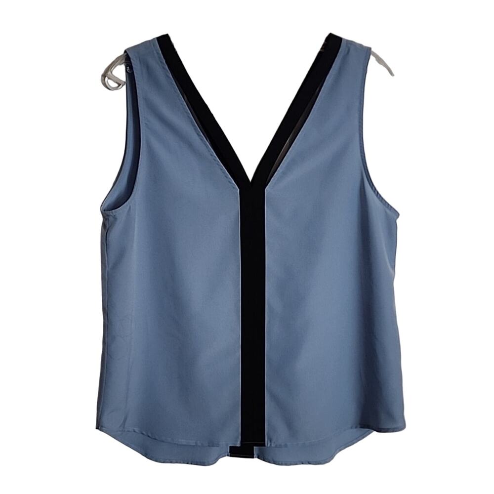 Trouve Blue/Black Sleeveless Blouse, Large